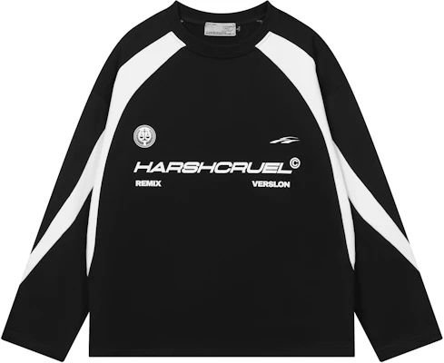 HARSH AND CRUEL SS23 黑色拼接足球风格印花圆领卫衣 HM231030020 Buy HARSH AND CRUEL SS23 黑色拼接足球风格印花圆领卫衣 HM231030020