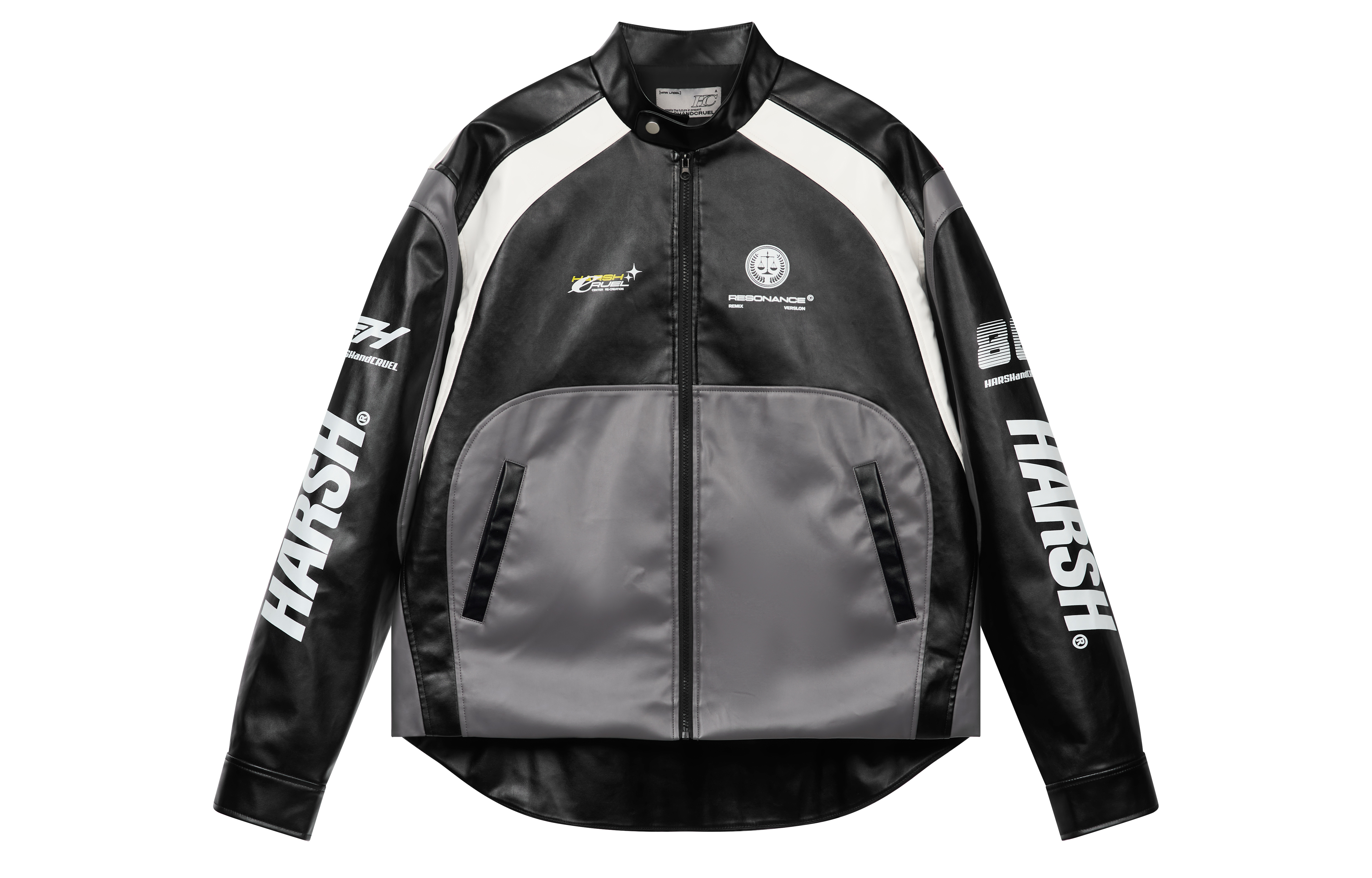 HARSH AND CRUEL SS23 Color-Block Logo Print Racing Jacket Unisex. HM231050028