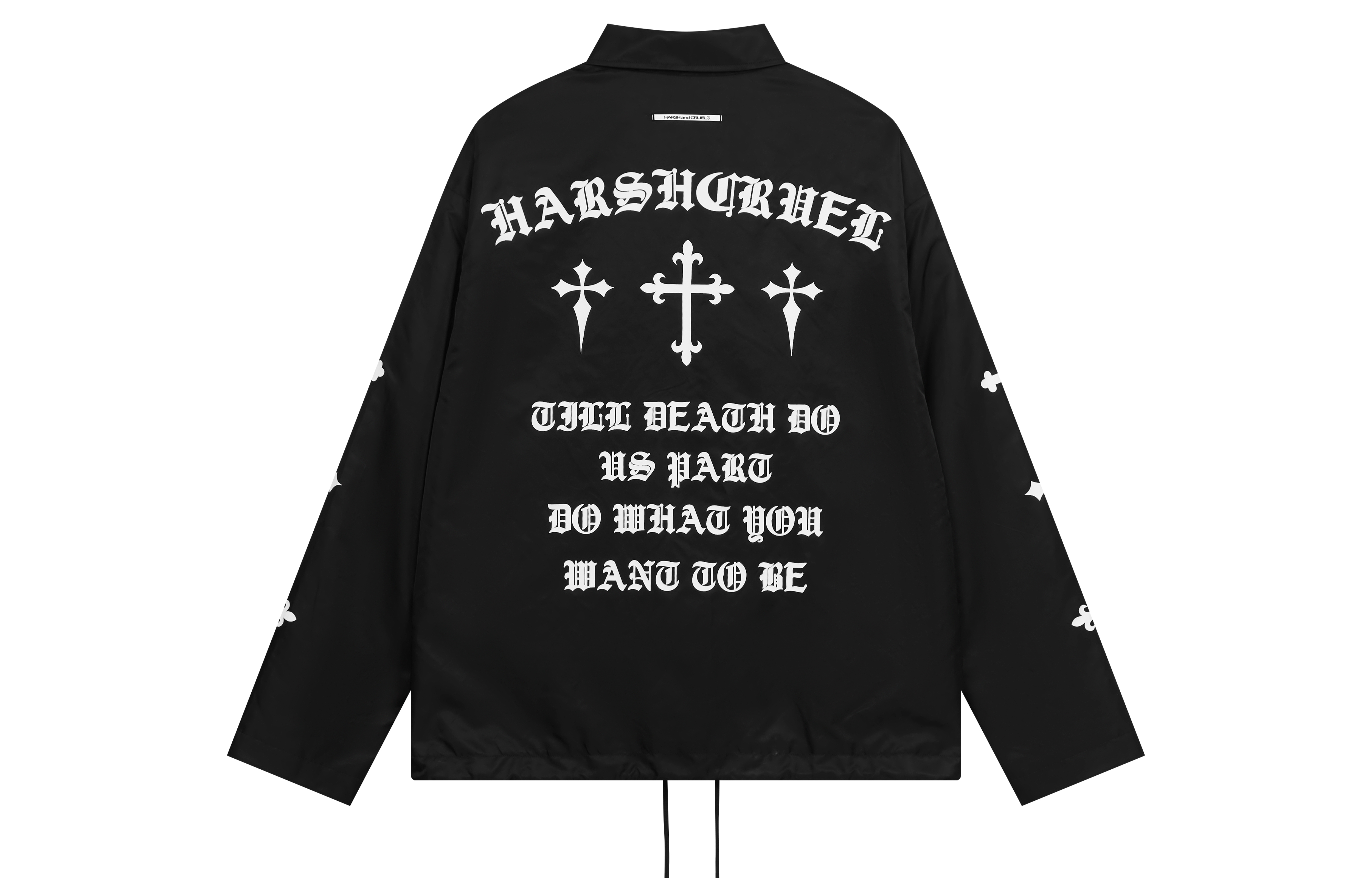 HARSH AND CRUEL SS23 Retro Gothic Lettering Loose Fit Coach Jacket Unisex Black HM231050051