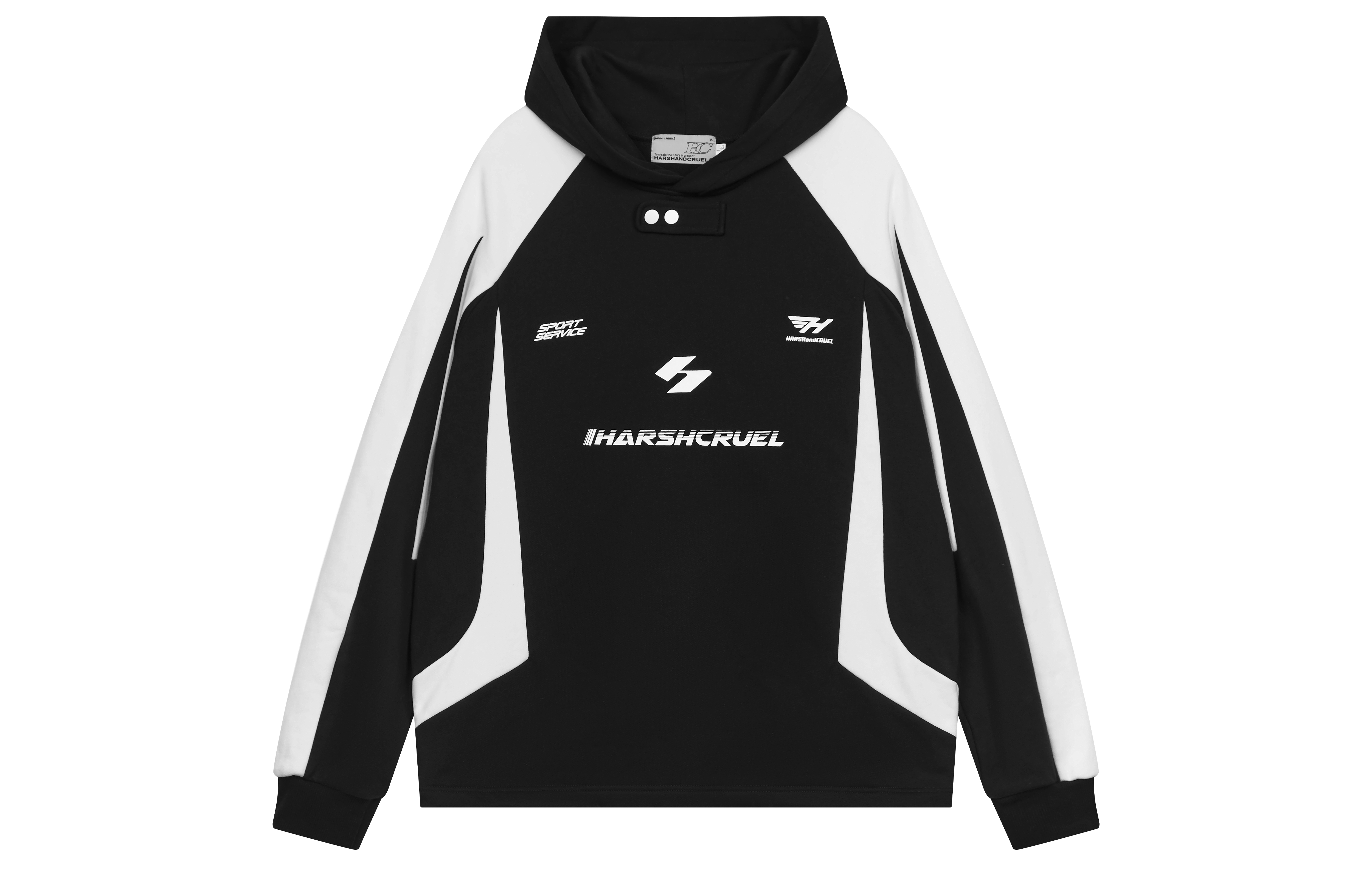 HARSH AND CRUEL SS23 Retro Letter Print Loose Fit Hoodie Unisex - Black HM231030036