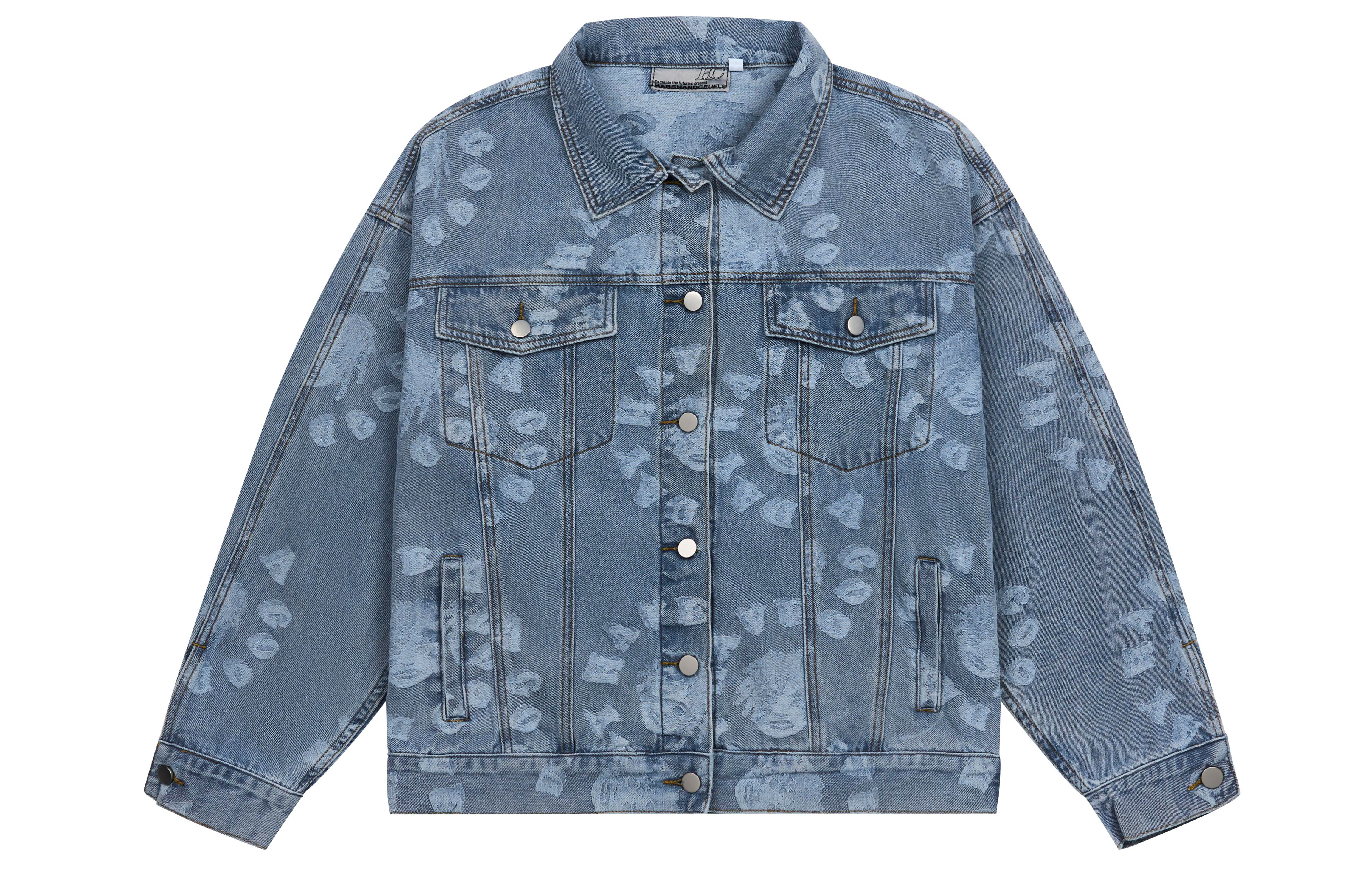 HARSH AND CRUEL Street Style Washed Denim Loose Jacket Blue Unisex Couple Wear HW223180402