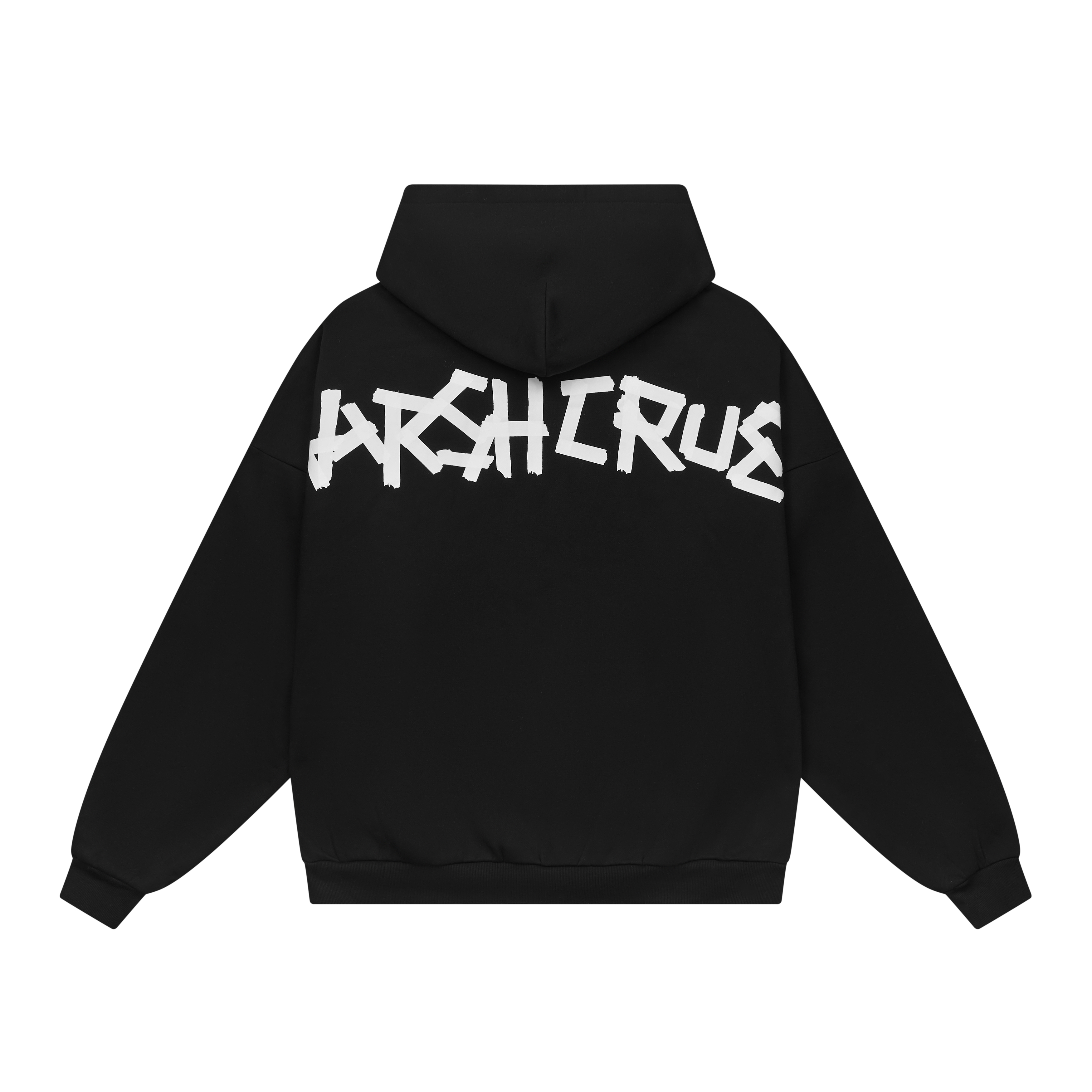 HARSH AND CRUEL Streetwear Tape Logo Print Oversized Hoodie Unisex Black HN233030454