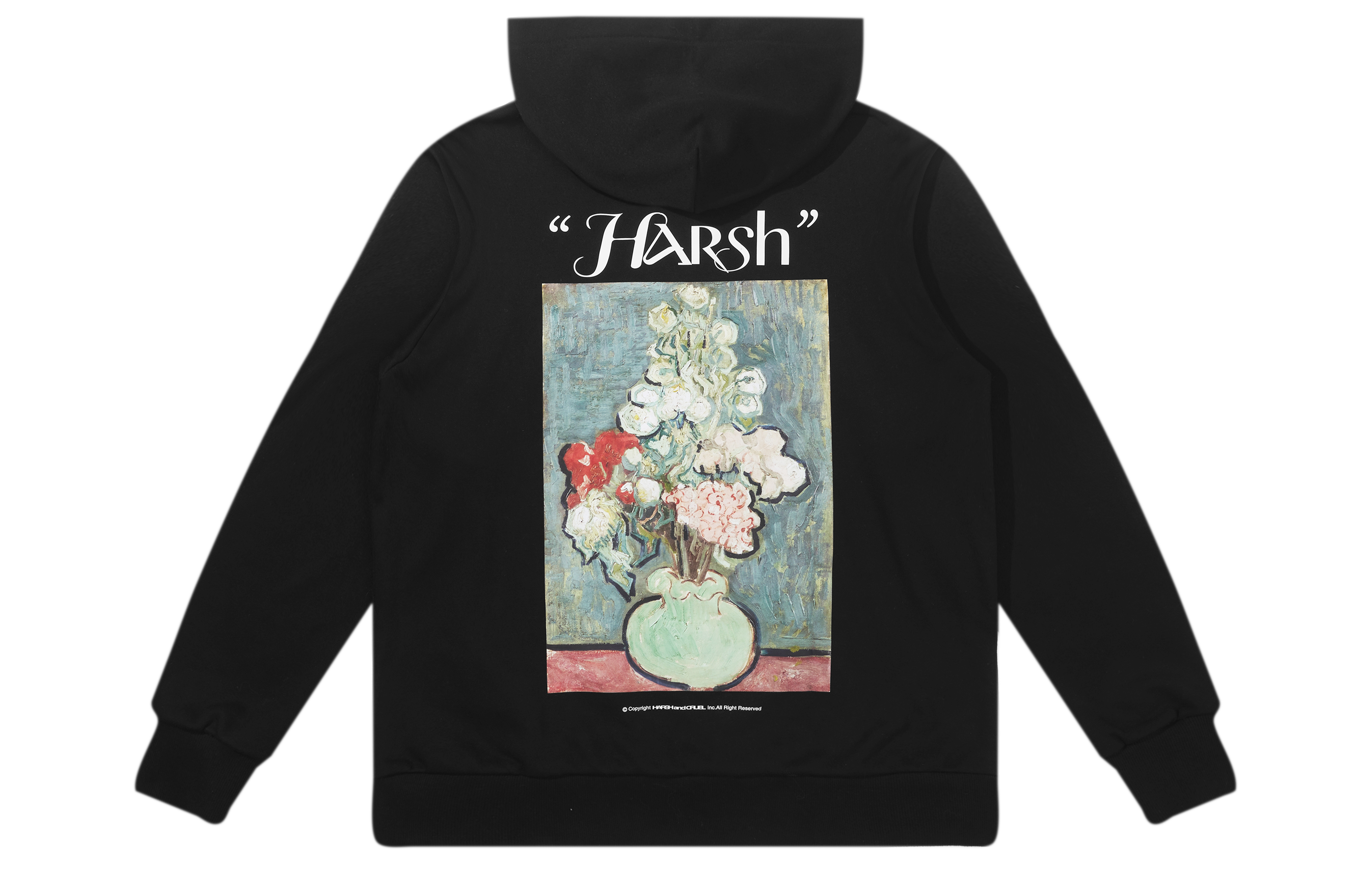 HARSH AND CRUEL Vintage Abstract Floral Print Oversized Hoodie Unisex. HW221020153
