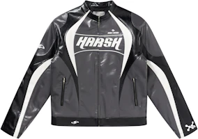 HARSH AND CRUEL Vintage Colorblock Racing Style Leather Jacket Unisex HX233050363 HARSH AND CRUEL Vintage Colorblock Racing Style Leather Jacket Unisex HX233050363