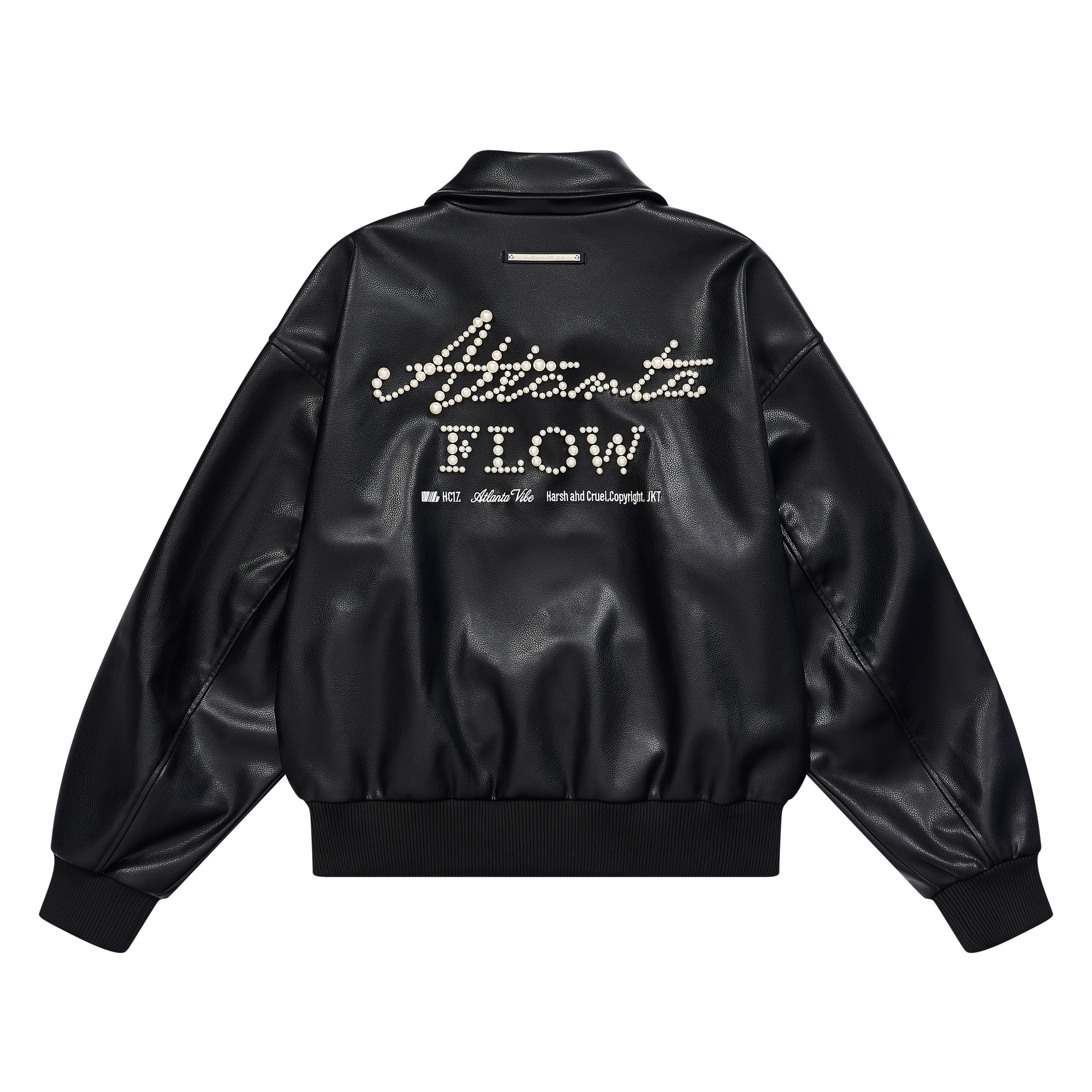 HARSH AND CRUEL Vintage Pearl Embroidered Lettering Jacket Black Unisex HL243050293