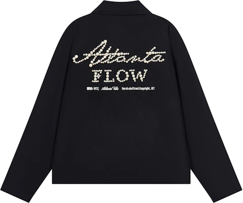 HARSH AND CRUEL ヴィンテージ パール刺繍 レタリング ポロジャケット ブラック HL243050268 Buy HARSH AND CRUEL ヴィンテージ パール刺繍 レタリング ポロジャケット ブラック HL243050268