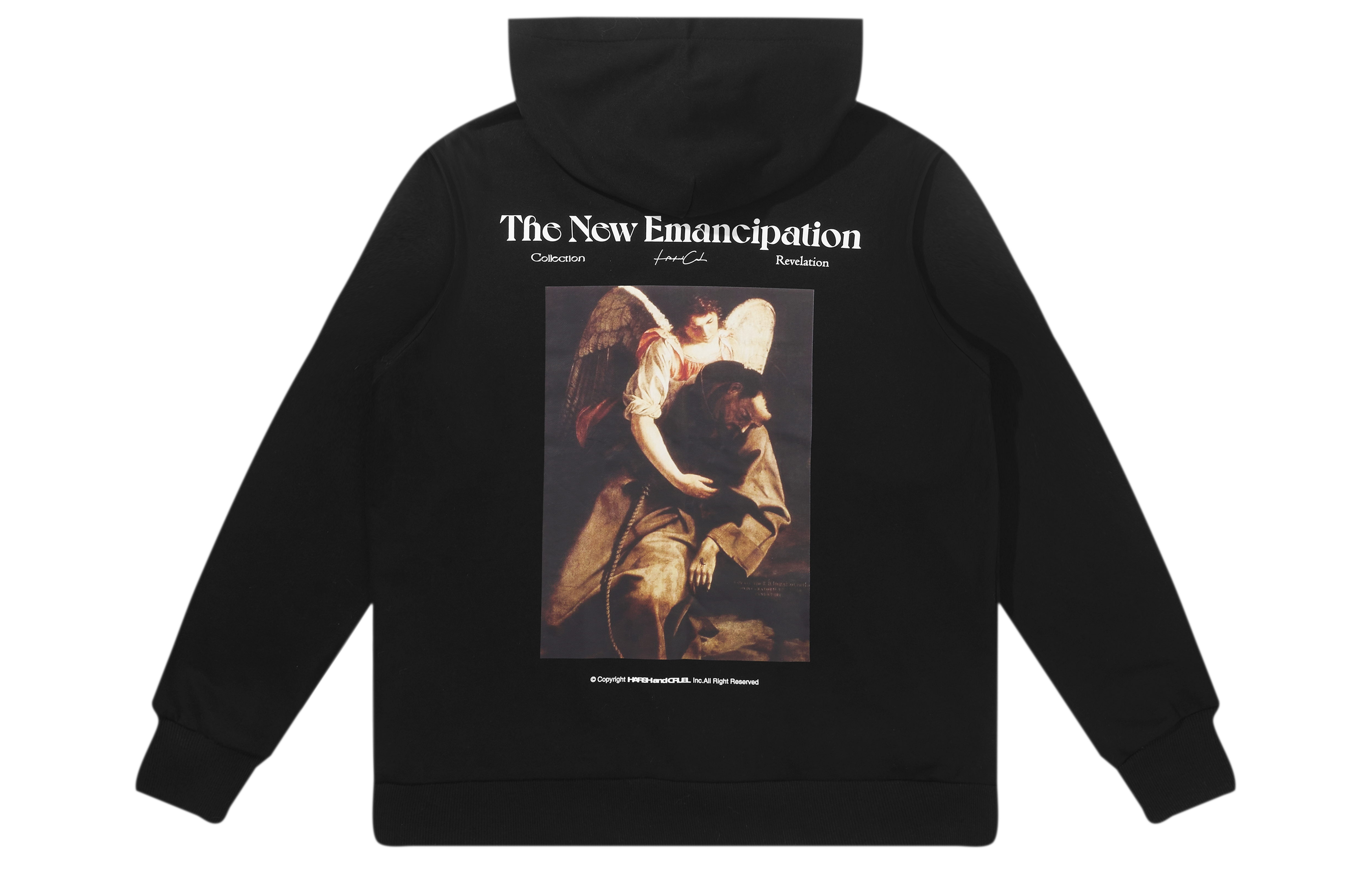 HARSH AND CRUEL Vintage St. Francis and Angel Print Oversized Hoodie Unisex. HW221030125