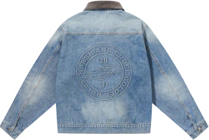 HARSH AND CRUEL Vintage Streetwear Embossed Embroidery Denim Jacket Blue Unisex HL233050422 HARSH AND CRUEL Vintage Streetwear Embossed Embroidery Denim Jacket Blue Unisex HL233050422