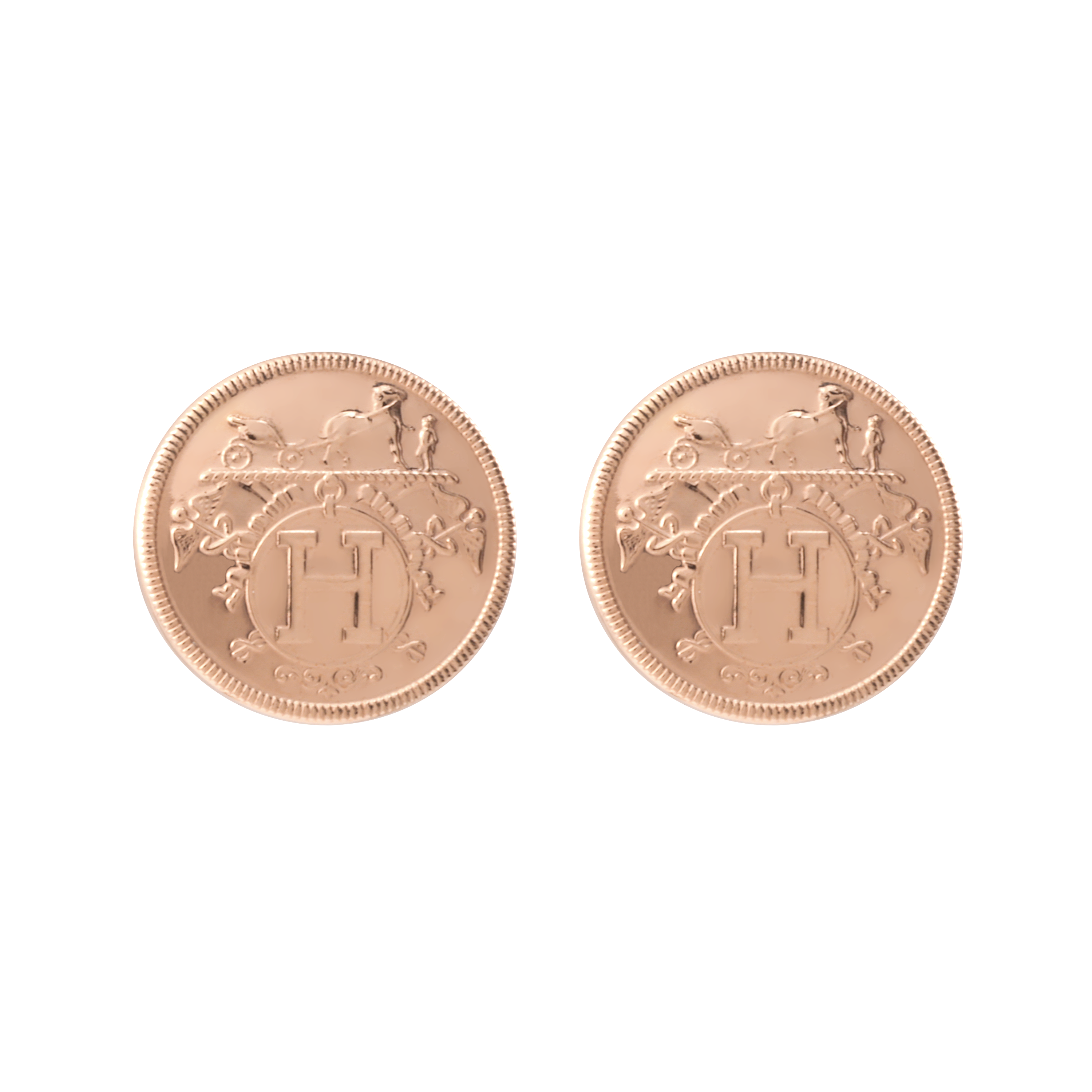 HERMES 18K Gold Earrings in Rose Gold Color. H120544B-00