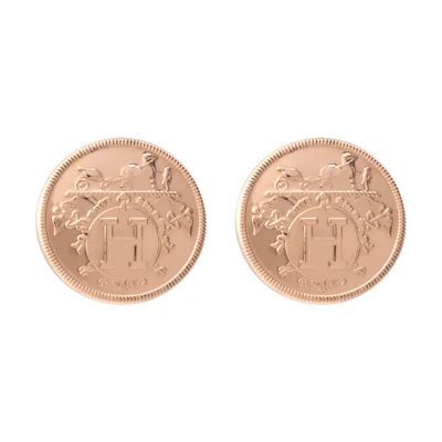 HERMES 18K Gold Earrings in Rose Gold Color. H120544B-00