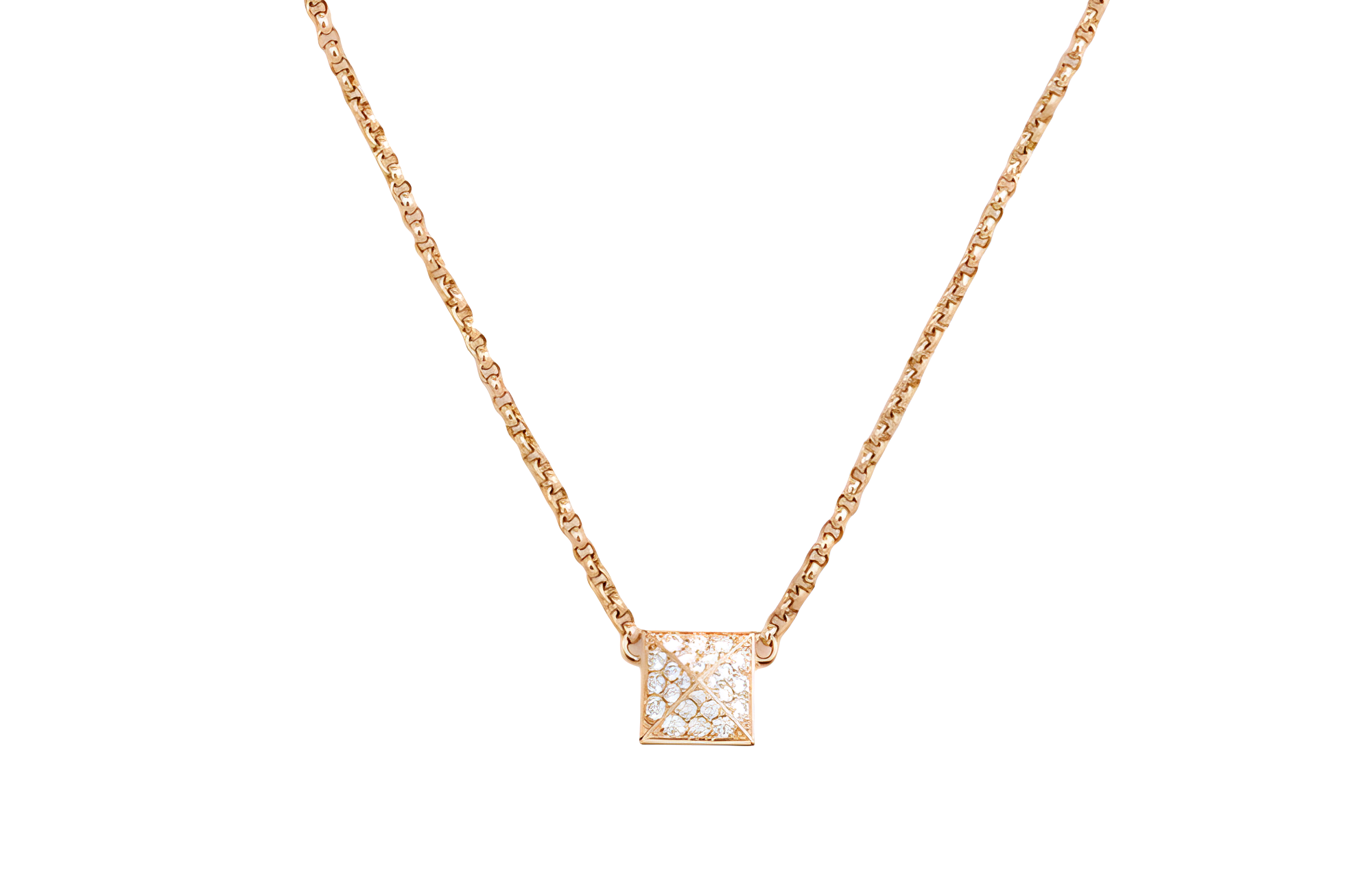 HERMES 18K Rose Gold Diamond Necklace Unisex Couple Design Gold Color. H223205B 0038