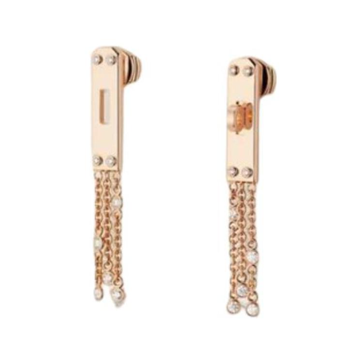 HERMES 18K Rose Gold Earrings for Men - Solid Design in Rose Gold. 105160200