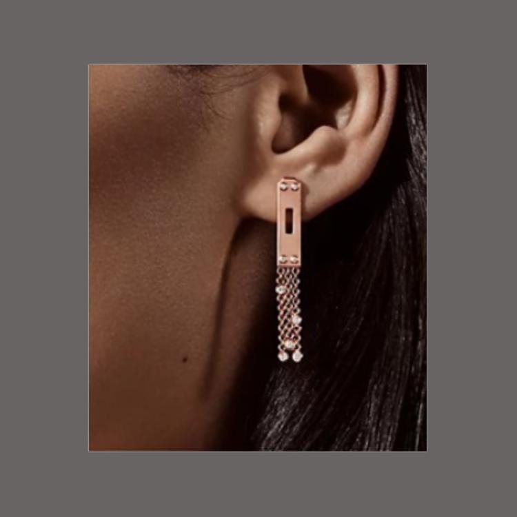 Shop 愛馬仕18K玫瑰金耳環男士款 - 簡約純玫瑰金設計。 105160200