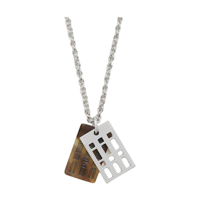 HERMES 24 Faubourg Silver Necklace for Men - Metallic Minimalist Design 109550443
