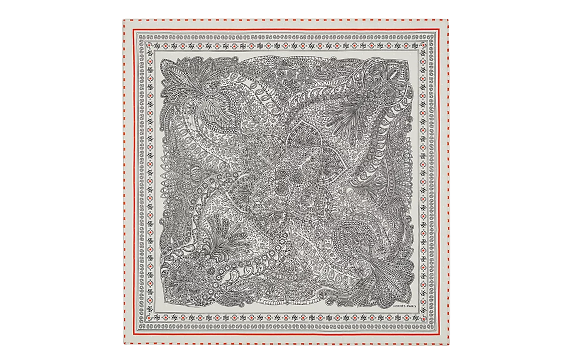 HERMES 55cm Scarf "Garden of Les Reines" Unisex White H043998S 02 圖 2