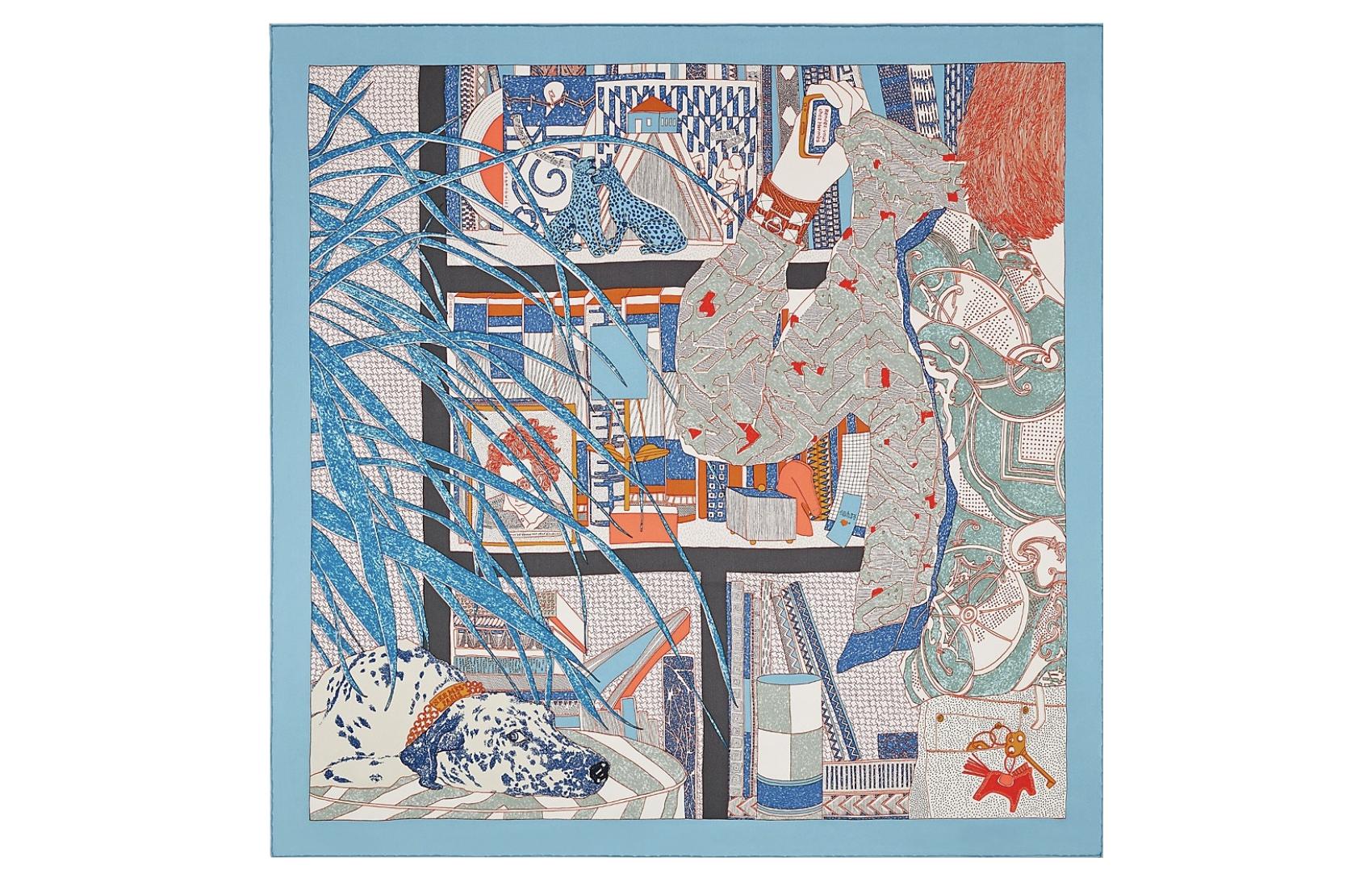 Hermes 70cm Silk Scarf Blue - A Maison Des Carrés Collection. H983781S-10
