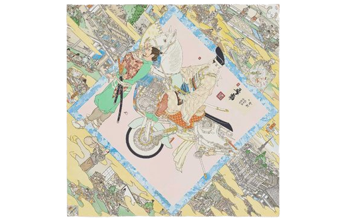 HERMES 90cm Artisan Yellow Mulberry Silk Scarf H003335S-03