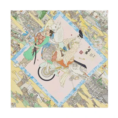 HERMES 90cm Artisan Yellow Mulberry Silk Scarf H003335S-03