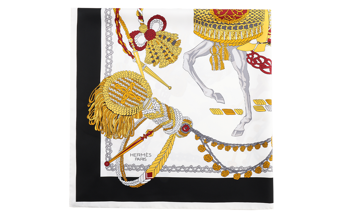 HERMES 90cm Silk Scarf, Black Gold, Unisex Timpani Drummer Series H003618S-21 圖 2