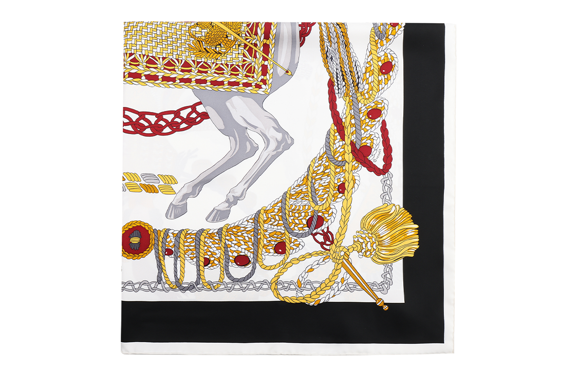 HERMES 90cm Silk Scarf, Black Gold, Unisex Timpani Drummer Series H003618S-21 圖 3