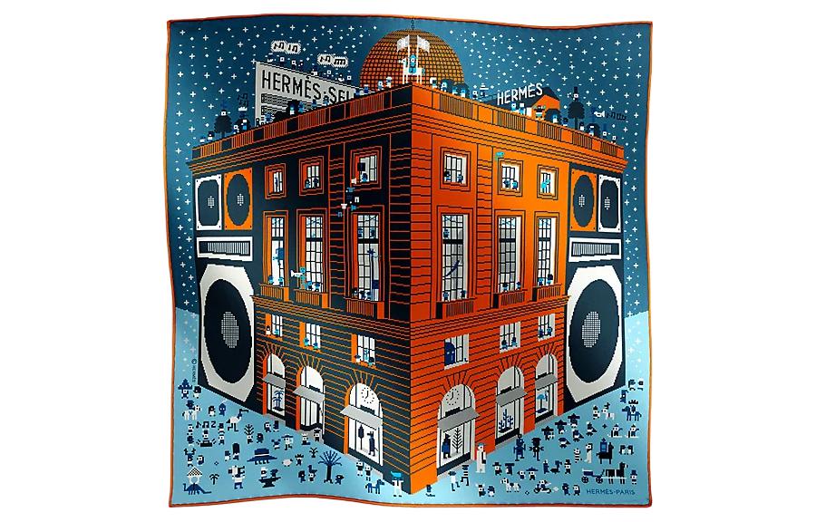 HERMES  Architectural Print Silk Scarf Multicolor H803808Tv07 圖 2