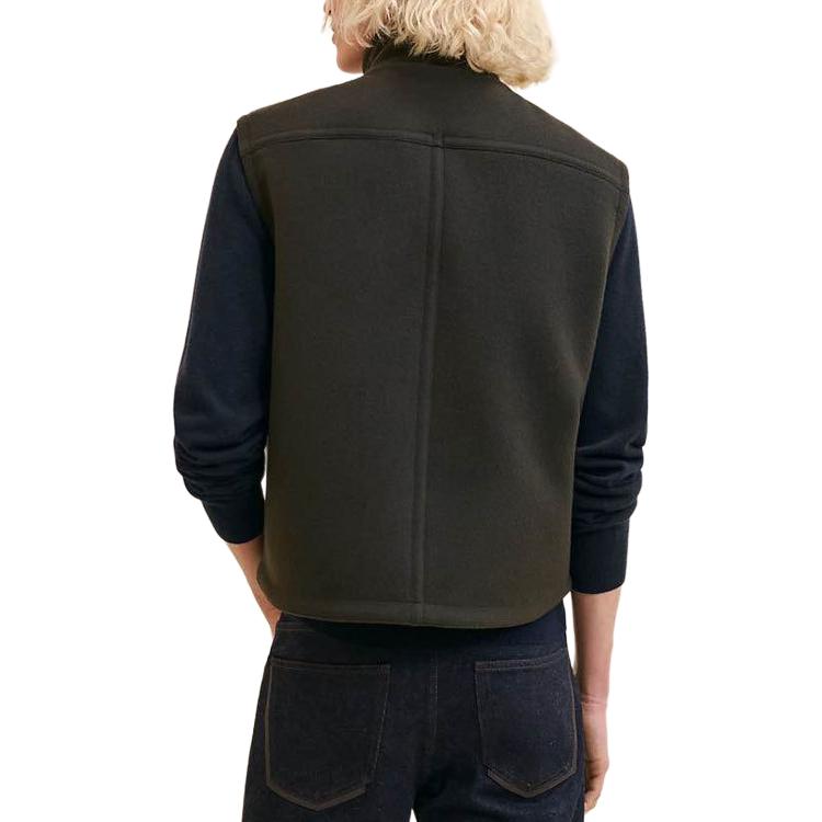 Lookbook HERMES  Army Green Solid Color Zip-Up Stand Collar Vest FW24 H462100HB11