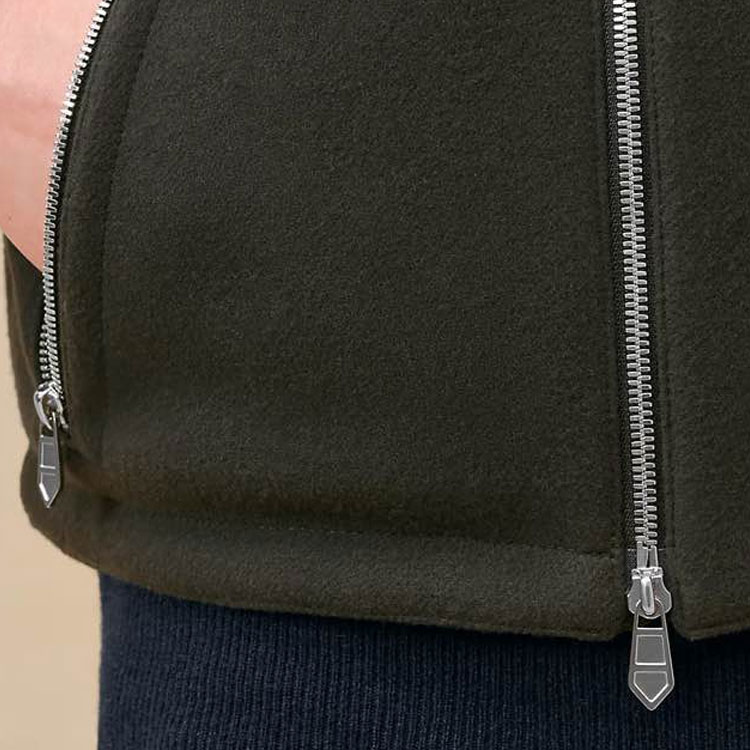 Purchase HERMES  Army Green Solid Color Zip-Up Stand Collar Vest FW24 H462100HB11