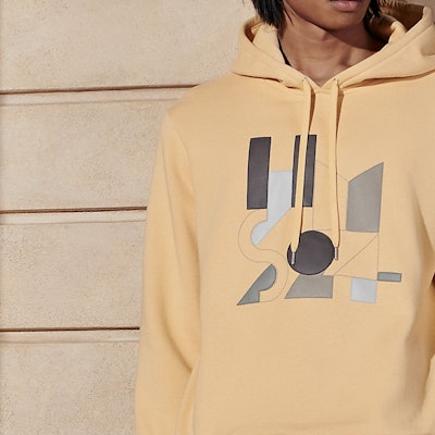 에르메스 바나나 옐로우 지오메트릭 프린트 디자인 후디. H457800HA0D Details for 에르메스 바나나 옐로우 지오메트릭 프린트 디자인 후디. H457800HA0D