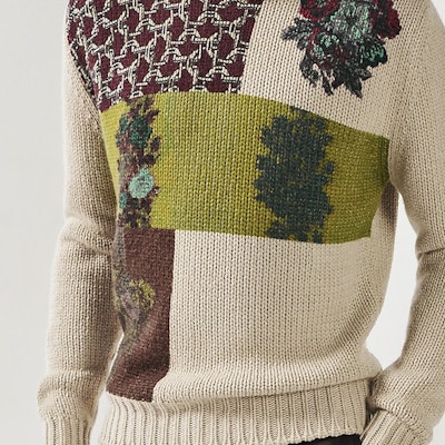 HERMES Beige Faded Floral Intarsia Turtleneck Sweater Long Sleeve. H365120HA38 Purchase HERMES Beige Faded Floral Intarsia Turtleneck Sweater Long Sleeve. H365120HA38