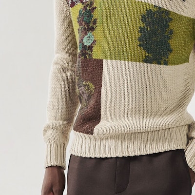 HERMES Beige Faded Floral Intarsia Turtleneck Sweater Long Sleeve. H365120HA38 Cheap HERMES Beige Faded Floral Intarsia Turtleneck Sweater Long Sleeve. H365120HA38