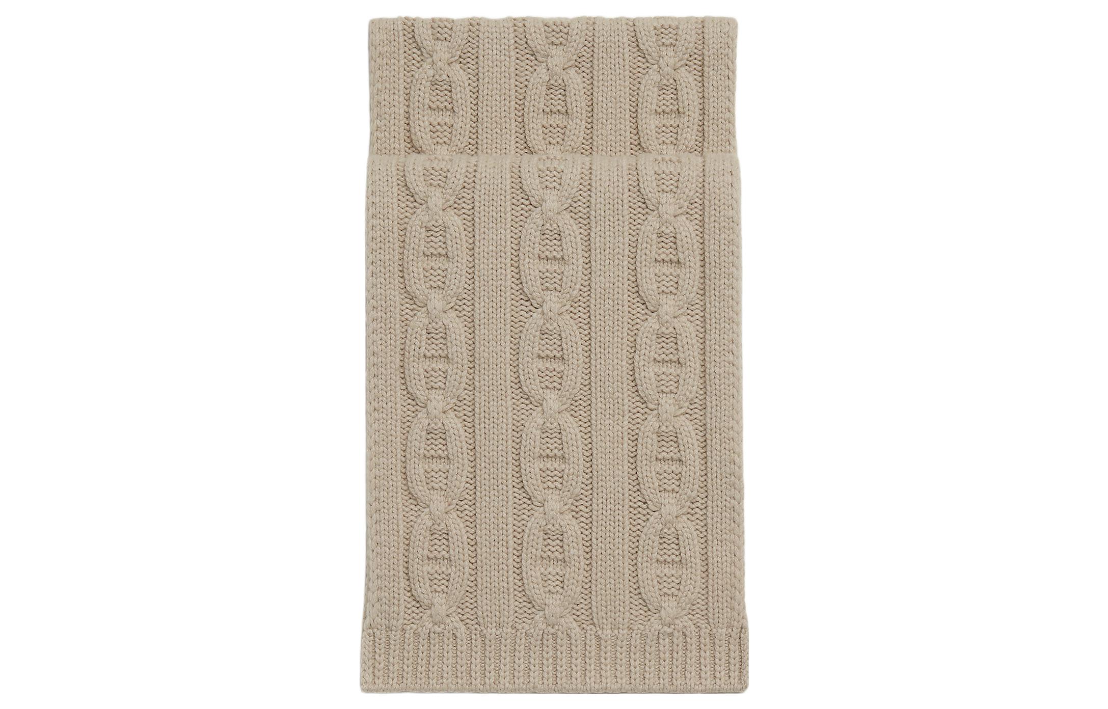 HERMES  Beige Knit Wool Scarf - Warm and Comfortable. H393762T-09