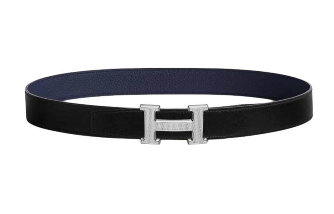 HERMES  Black/Blue Leather Belt Simple Design 3.2CM Width Elegant H064540CK05H073967CAAU090 圖 2