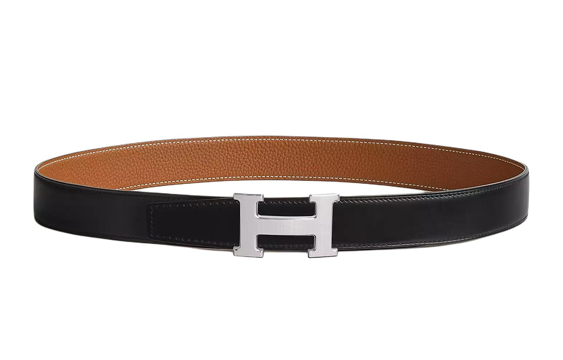 HERMES  Black/Brown Reversible Leather Belt, 3.2cm Width. H010758UK05-H073967CAAA090