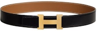 Buy 爱马仕 黑/棕色Togo皮革腰带 金色扣头 3.8cm宽。 H074562CUZ3-H077971CAAA085