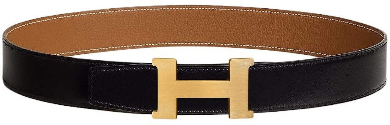爱马仕 黑/棕色Togo皮革腰带 金色扣头 3.8cm宽。 H074562CUZ3-H077971CAAA085 Order 爱马仕 黑/棕色Togo皮革腰带 金色扣头 3.8cm宽。 H074562CUZ3-H077971CAAA085