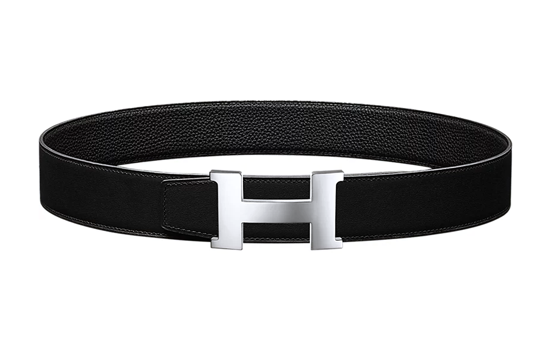 HERMES  Black Calfskin Belt with H Buckle, 3.8cm Width. H075387CAAF100 H074562CK05
