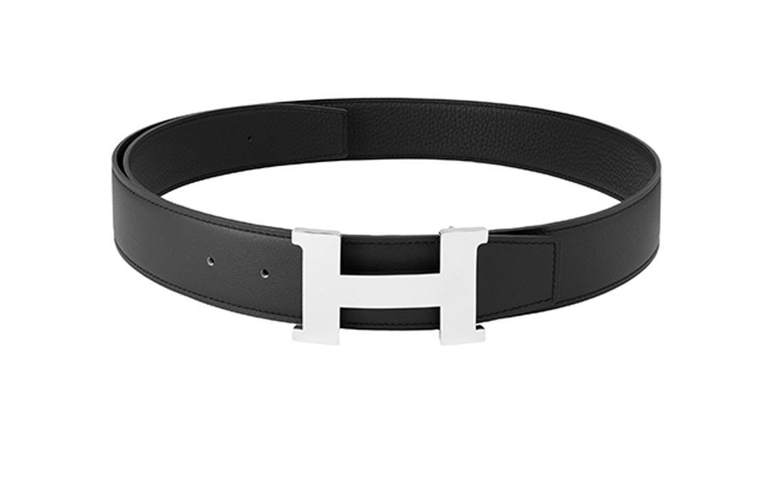 Shop 에르메스 블랙 송아지가죽 벨트 H 버클 3.8cm. H075387CAAF100 H074562CK05