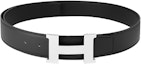Shop HERMES Black Calfskin Belt with H Buckle, 3.8cm Width. H075387CAAF100 H074562CK05