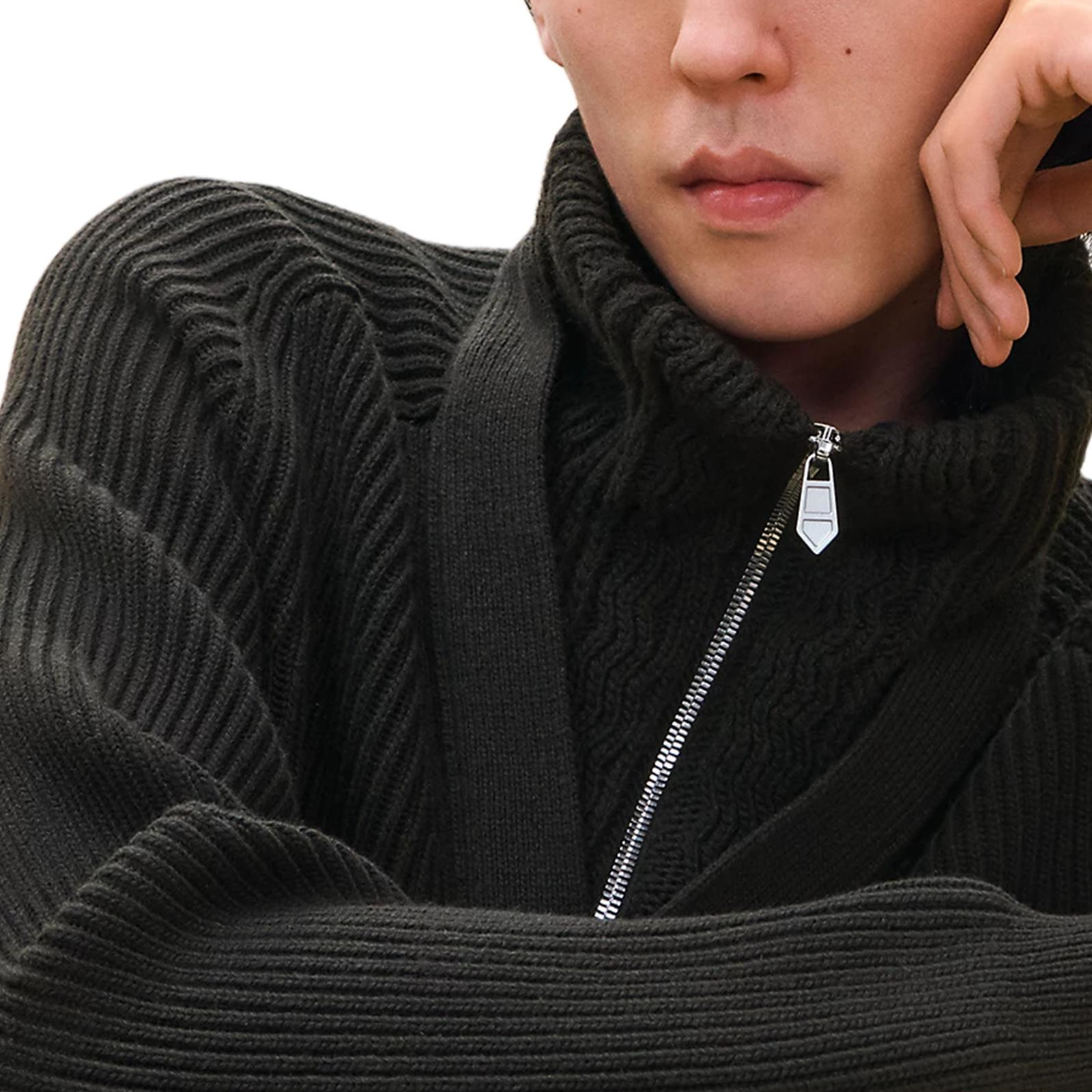 Purchase 爱马仕 黑色羊绒长袖拉链开衫毛衣 H467290HA11