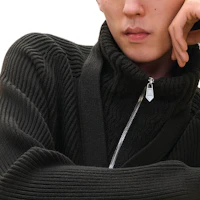 Purchase HERMES 黑色開司米長袖拉鍊毛衣 H467290HA11