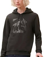 HERMES Black Hoodie with Ribbed Cuffs and Printed Design H467820HA11 HERMES Black Hoodie with Ribbed Cuffs and Printed Design H467820HA11