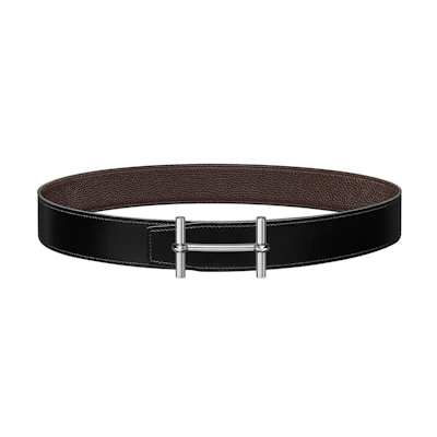 HERMES Black Leather Belt - Casual Simple Design 3.8cm. H077938CK05-H077971CAAB100