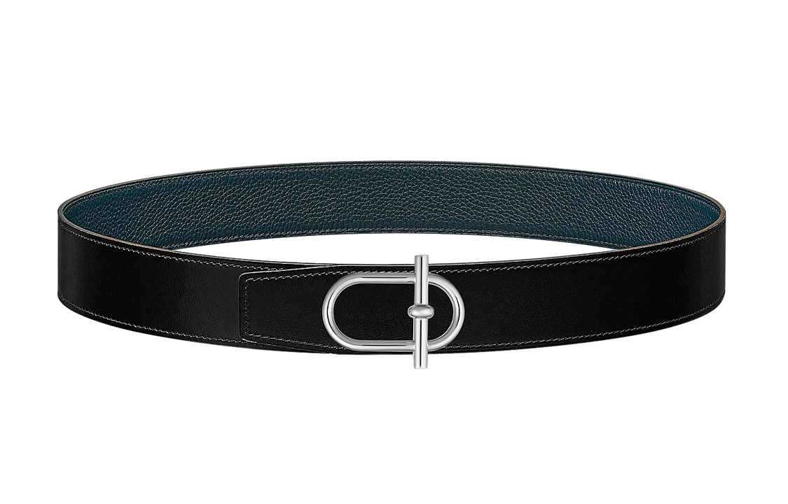 HERMES  Black Leather Belt Simple Design with Smooth Buckle 3.8cm Wide H081758CK05-H077971CAAE090 圖 2