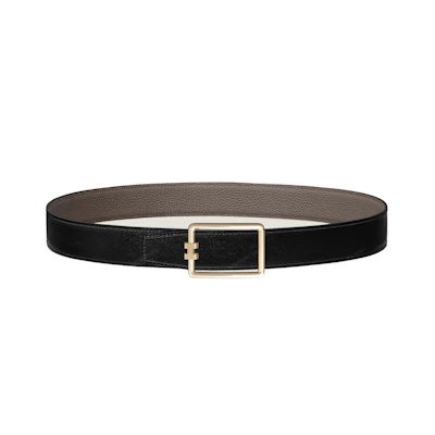 HERMES Black Leather Belt with Brushed Logo Buckle, 3.2cm Wide. H010473CP2K H073967CAAC105