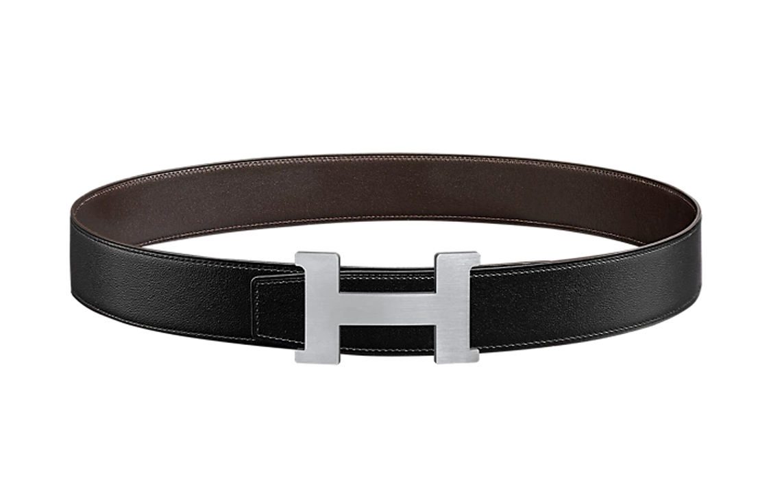 HERMES  Black Leather Belt with Smooth Buckle, Stylish and Comfortable 3.8cm. H074562CB86-H081779CAAA095