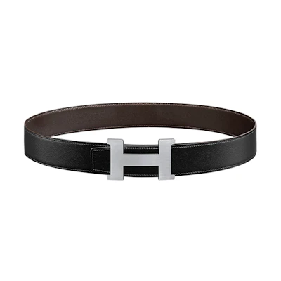 HERMES Black Leather Belt with Smooth Buckle, Stylish and Comfortable 3.8cm. H074562CB86-H081779CAAA095