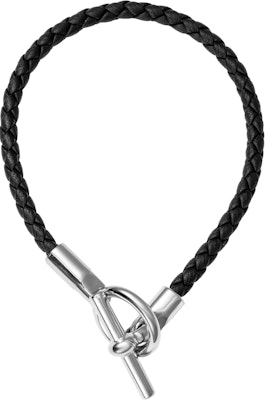HERMES Black Leather Braided Bracelet with Metal Accents. H077240FP89T6 Order HERMES Black Leather Braided Bracelet with Metal Accents. H077240FP89T6