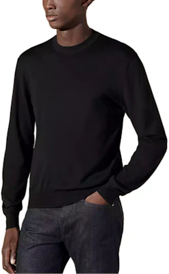 HERMES Black Ribbed Trim Crewneck Sweater H457175HA02 Buy HERMES Black Ribbed Trim Crewneck Sweater H457175HA02