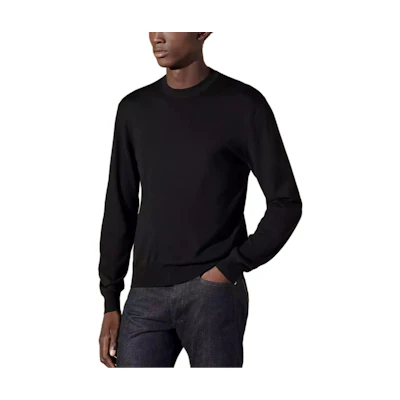 HERMES Black Ribbed Trim Crewneck Sweater H457175HA02