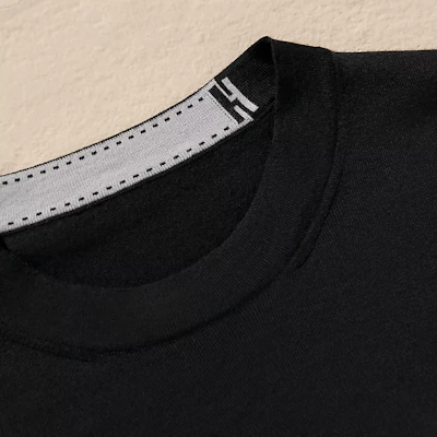 HERMES Black Ribbed Trim Crewneck Sweater H457175HA02 Shop HERMES Black Ribbed Trim Crewneck Sweater H457175HA02